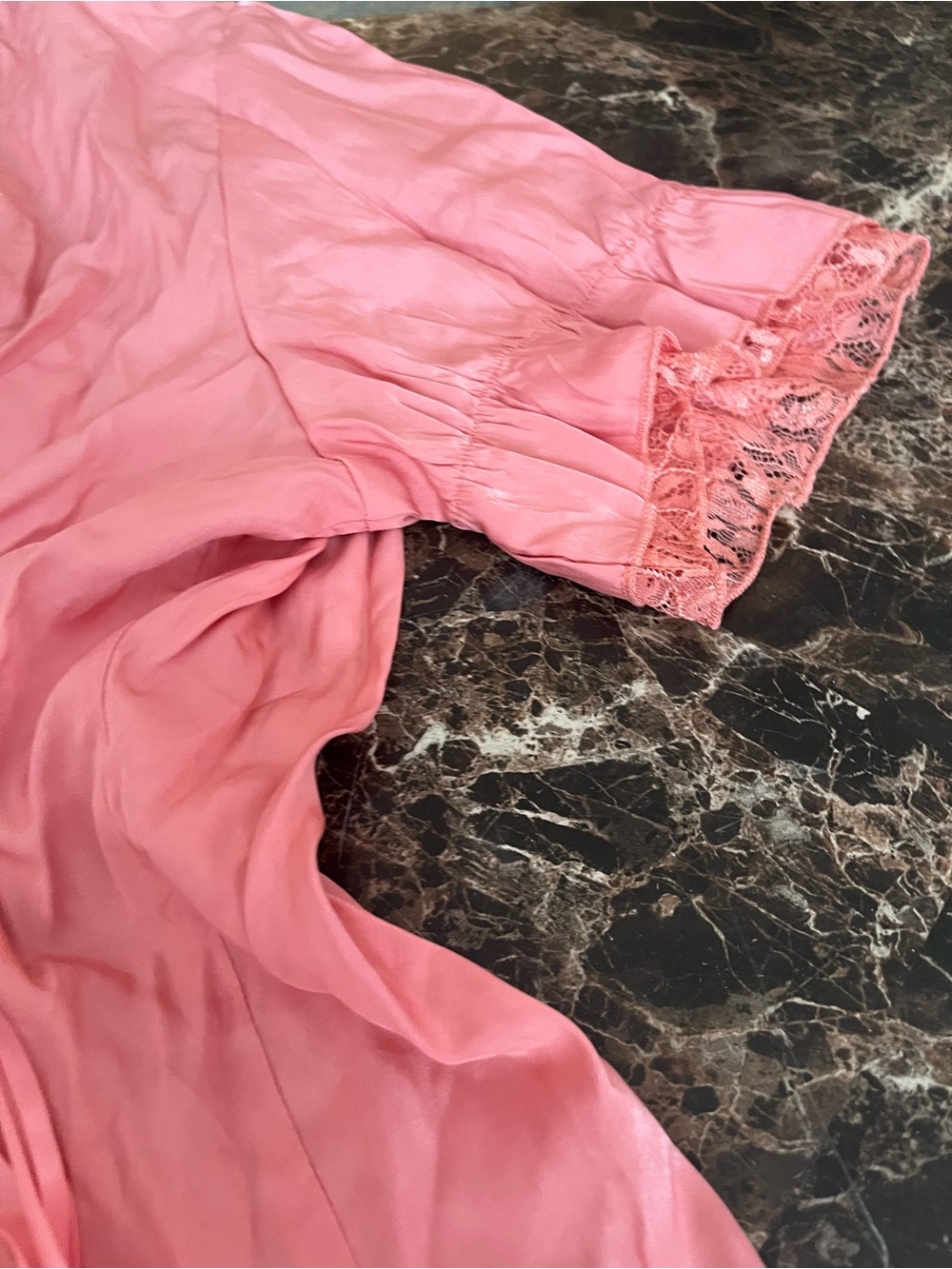 Scarlet Darkness Pink Ruffle Lace Button-Front Blouse - Picture 13 of 13